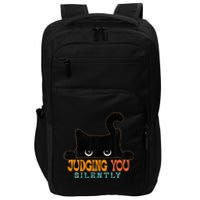 Funny Black Cat Judging You Silently Sarcastic Cat Impact Tech Backpack