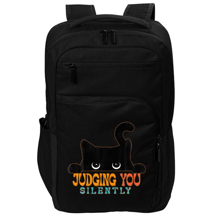 Funny Black Cat Judging You Silently Sarcastic Cat Impact Tech Backpack