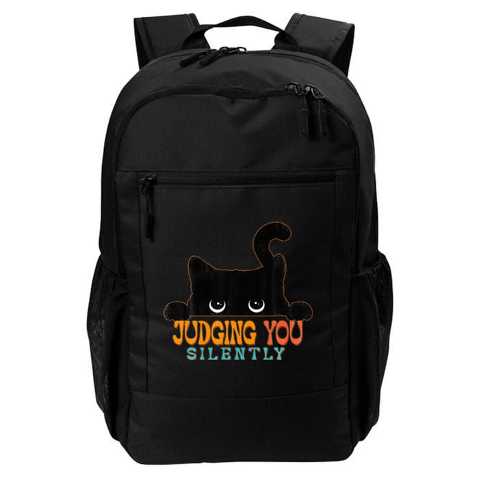 Funny Black Cat Judging You Silently Sarcastic Cat Daily Commute Backpack