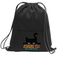 Funny Black Cat Judging You Silently Sarcastic Cat Sweatshirt Cinch Pack Bag