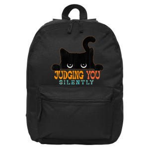 Funny Black Cat Judging You Silently Sarcastic Cat 16 in Basic Backpack