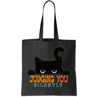 Funny Black Cat Judging You Silently Sarcastic Cat Tote Bag