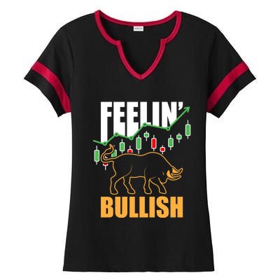 Feelin Bullish Cryptocurrency Blockchain Trader Crypto Gift Ladies Halftime Notch Neck Tee