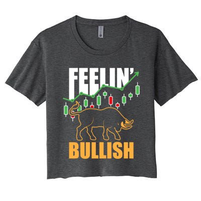 Feelin Bullish Cryptocurrency Blockchain Trader Crypto Gift Women's Crop Top Tee