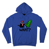 Funny Black Cat Gift Pushing Christmas Tree Over Cat What Hoodie