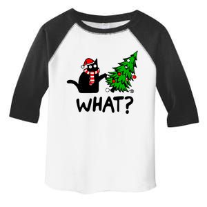 Funny Black Cat Gift Pushing Christmas Tree Over Cat What Toddler Fine Jersey T-Shirt