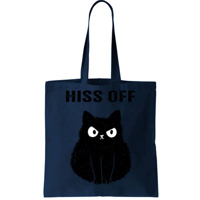 Funny Black Cat Hiss Off Meow Cat Tote Bag