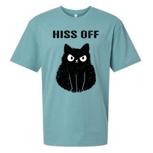 Funny Black Cat Hiss Off Meow Cat Sueded Cloud Jersey T-Shirt