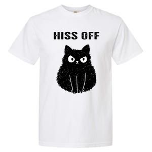 Funny Black Cat Hiss Off Meow Cat Garment-Dyed Heavyweight T-Shirt