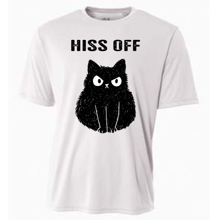 Funny Black Cat Hiss Off Meow Cat Cooling Performance Crew T-Shirt