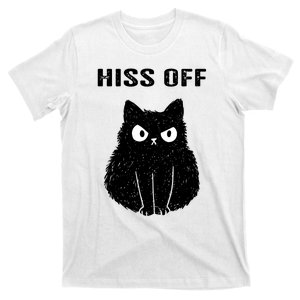 Funny Black Cat Hiss Off Meow Cat T-Shirt