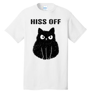 Funny Black Cat Hiss Off Meow Cat Tall T-Shirt