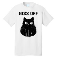 Funny Black Cat Hiss Off Meow Cat Tall T-Shirt