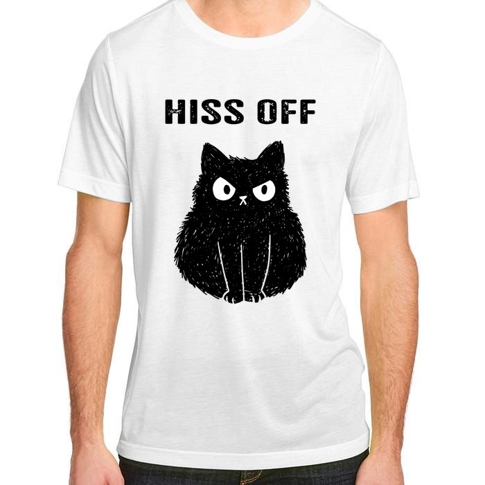 Funny Black Cat Hiss Off Meow Cat Adult ChromaSoft Performance T-Shirt