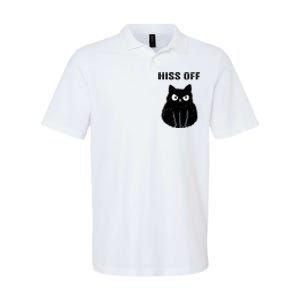 Funny Black Cat Hiss Off Meow Cat Softstyle Adult Sport Polo