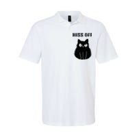 Funny Black Cat Hiss Off Meow Cat Softstyle Adult Sport Polo