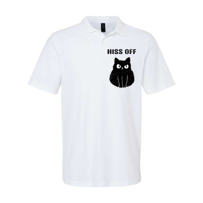 Funny Black Cat Hiss Off Meow Cat Softstyle Adult Sport Polo