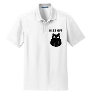 Funny Black Cat Hiss Off Meow Cat Dry Zone Grid Polo