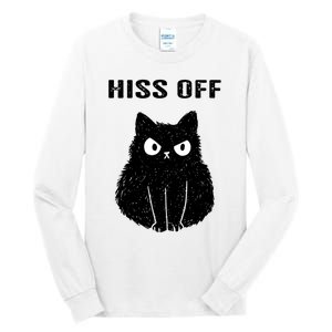 Funny Black Cat Hiss Off Meow Cat Tall Long Sleeve T-Shirt