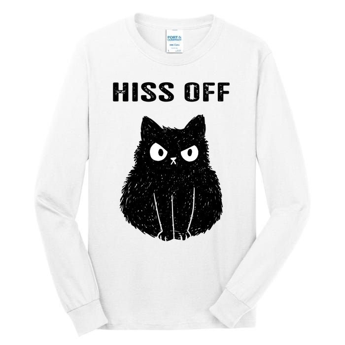 Funny Black Cat Hiss Off Meow Cat Tall Long Sleeve T-Shirt