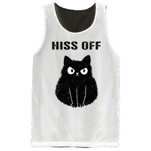 Funny Black Cat Hiss Off Meow Cat Mesh Reversible Basketball Jersey Tank