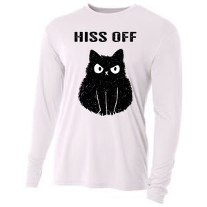 Funny Black Cat Hiss Off Meow Cat Cooling Performance Long Sleeve Crew