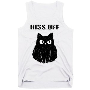 Funny Black Cat Hiss Off Meow Cat Tank Top