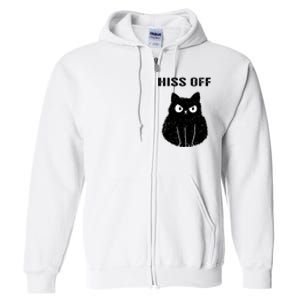 Funny Black Cat Hiss Off Meow Cat Full Zip Hoodie