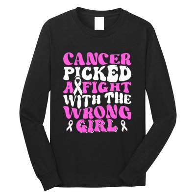 Funny Breast Cancer Pink Ribbon Awareness Design Long Sleeve Shirt