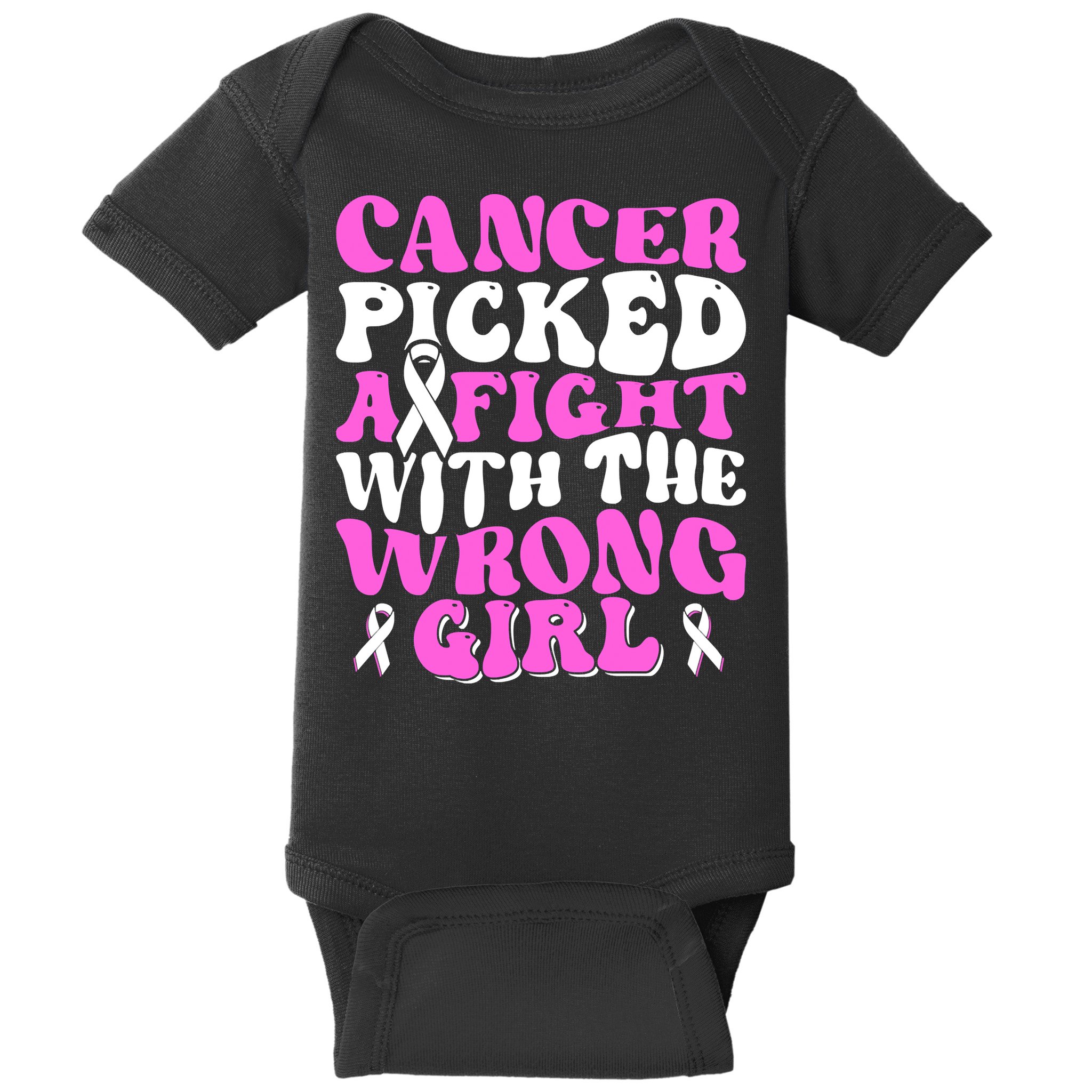 Funny Breast Cancer Pink Ribbon Awareness Design Baby Bodysuit