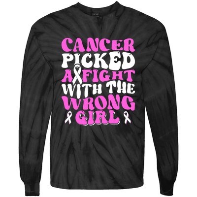 Funny Breast Cancer Pink Ribbon Awareness Design Tie-Dye Long Sleeve Shirt