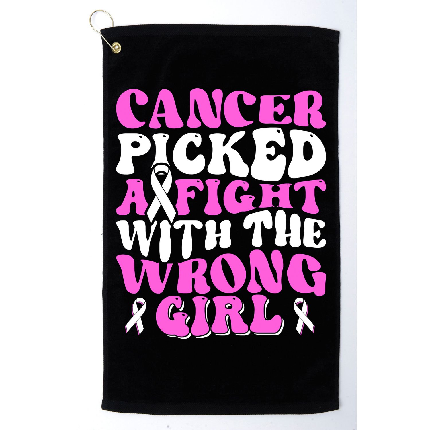 Funny Breast Cancer Pink Ribbon Awareness Design Golf Towel