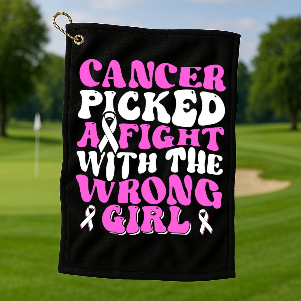 Funny Breast Cancer Pink Ribbon Awareness Design Golf Towel