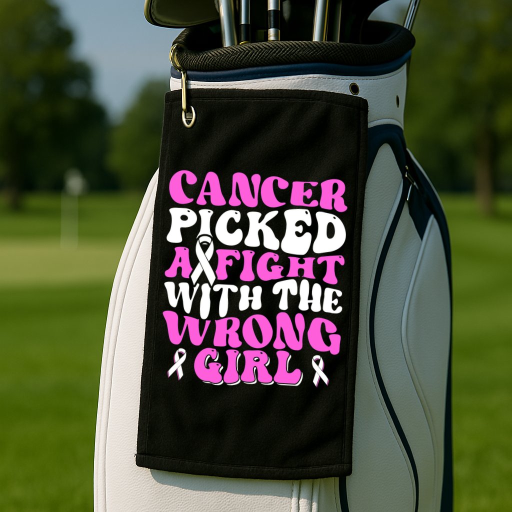 Funny Breast Cancer Pink Ribbon Awareness Design Golf Towel