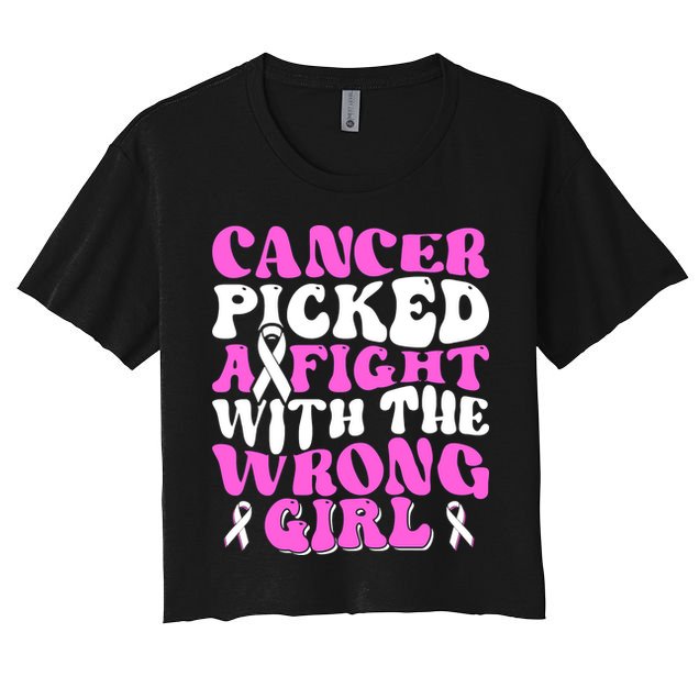 Funny Breast Cancer Pink Ribbon Awareness Design Crop Top