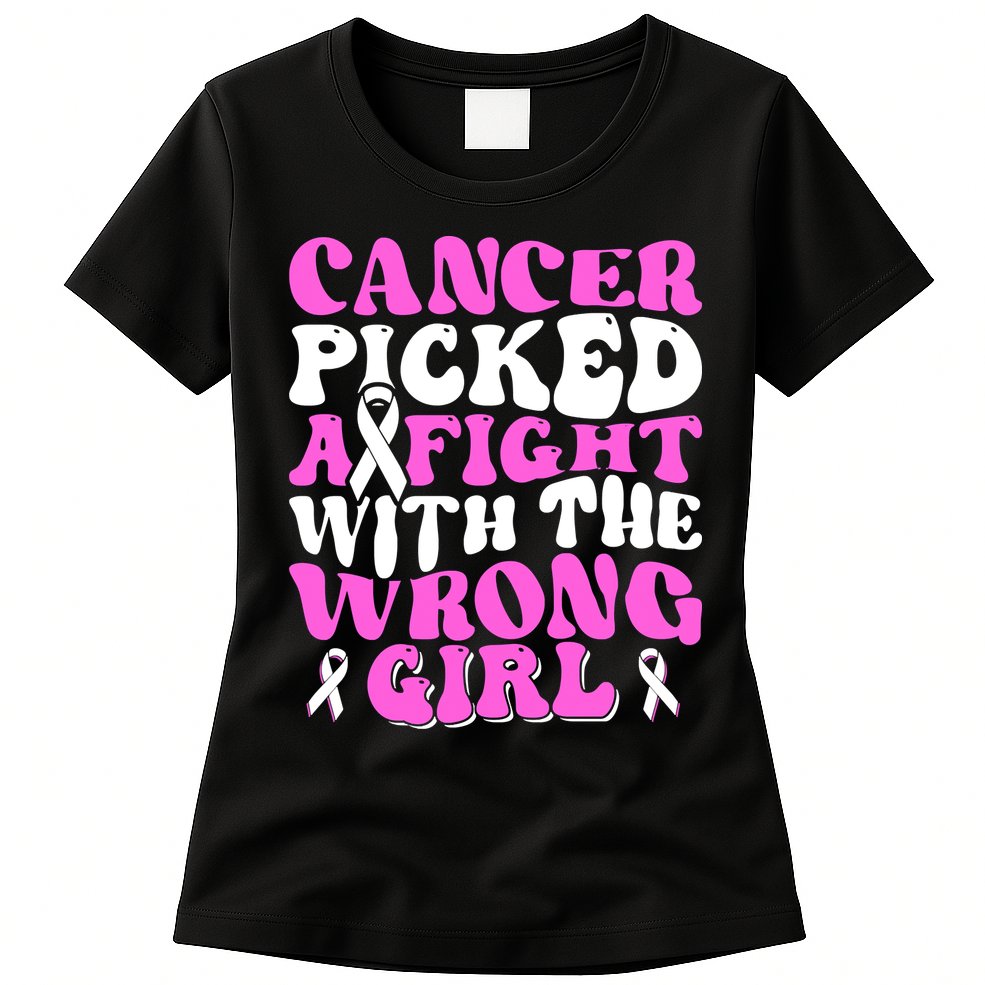 Funny Breast Cancer Pink Ribbon Awareness Design Womens T-Shirt