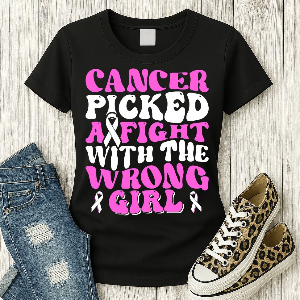 Funny Breast Cancer Pink Ribbon Awareness Design Womens T-Shirt