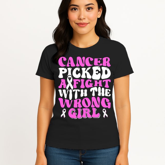 Funny Breast Cancer Pink Ribbon Awareness Design Womens T-Shirt