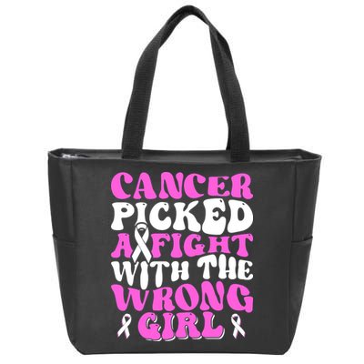 Funny Breast Cancer Pink Ribbon Awareness Design Zip Tote Bag