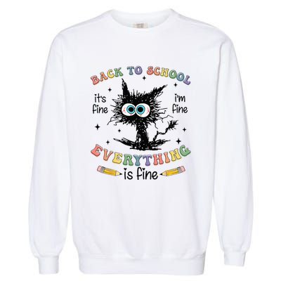 Funny Black Cat Back to School for Teachers Garment-Dyed Sweatshirt