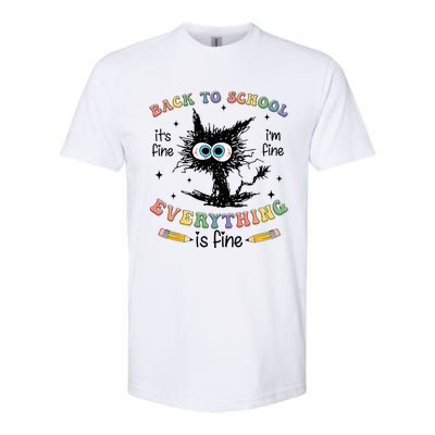 Funny Black Cat Back to School for Teachers Softstyle® CVC T-Shirt