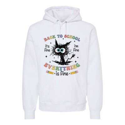 Funny Black Cat Back to School for Teachers Premium Hoodie