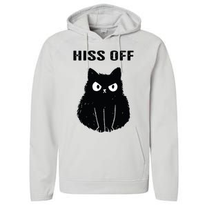 Funny Black Cat Hiss Off Meow Cat Performance Fleece Hoodie