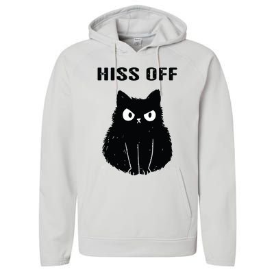 Funny Black Cat Hiss Off Meow Cat Performance Fleece Hoodie