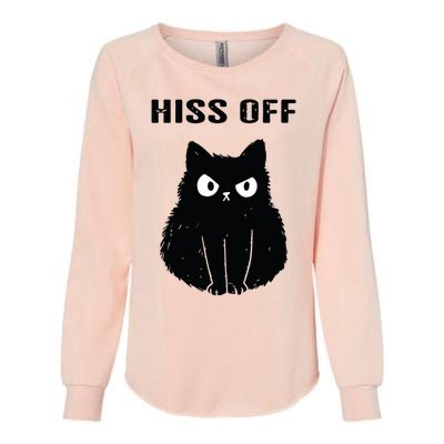 Funny Black Cat Hiss Off Meow Cat Womens California Wash Sweatshirt