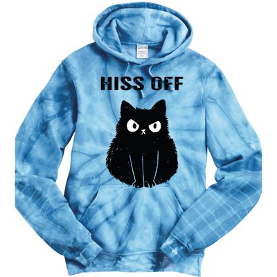 Funny Black Cat Hiss Off Meow Cat Tie Dye Hoodie