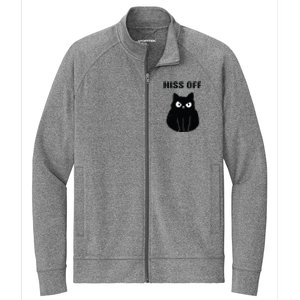 Funny Black Cat Hiss Off Meow Cat Stretch Full-Zip Cadet Jacket