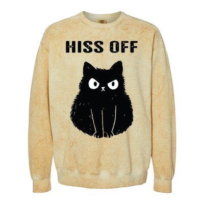 Funny Black Cat Hiss Off Meow Cat Colorblast Crewneck Sweatshirt