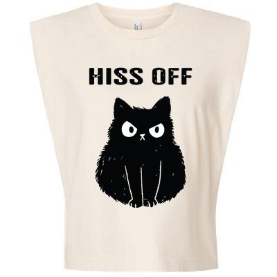 Funny Black Cat Hiss Off Meow Cat Garment-Dyed Women's Muscle Tee