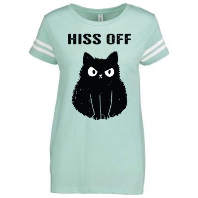 Funny Black Cat Hiss Off Meow Cat Enza Ladies Jersey Football T-Shirt